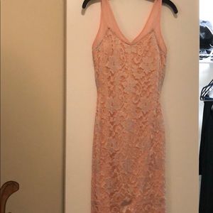 Almost Famous Baby Pink Lace Bodycon Dress